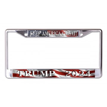 Keep America Great! Trump 2024 Chrome License Plate Frame