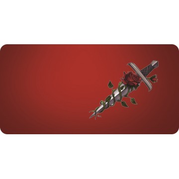 Offset Dagger And Rose Red Photo License Plate