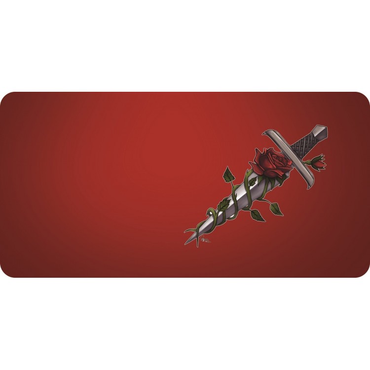 Offset Dagger And Rose Red Photo License Plate