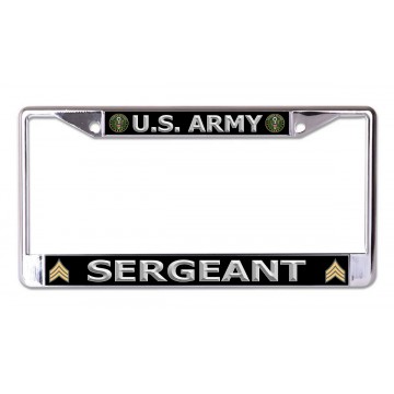 U.S. Army Sergeant Silver Letters Chrome License Plate Frame