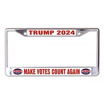 Trump 2024 Make Votes Count Again Chrome License Plate Frame