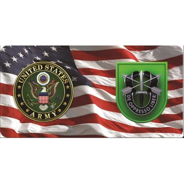 U.S. Army 10th Special Forces Group On U.S. Flag Photo License Plate 