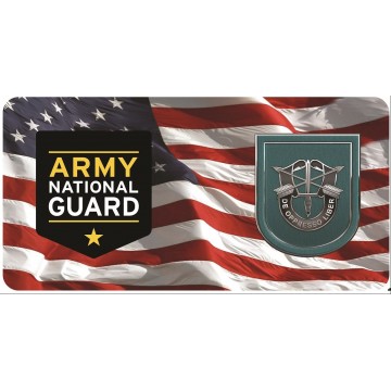 U.S. Army National Guard 19th Special Forces Group On U.S. Flag Photo License Plate