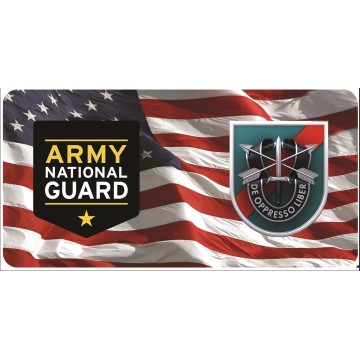 U.S. Army National Guard 20th Special Forces Group On U.S. Flag Photo License Plate