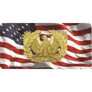 Warrant Officer On U.S. Flag Photo License Plate