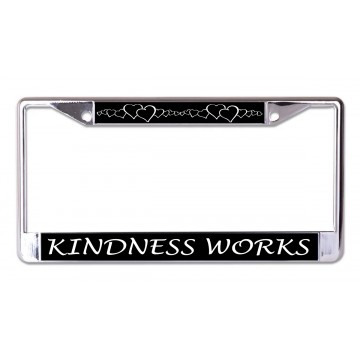 Kindness Works With Hearts Chrome License Plate Frame