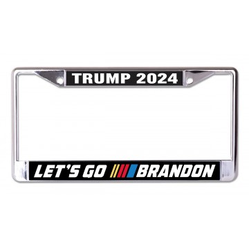 Trump 2024 Lets Go Brandon Chrome License Plate Frame