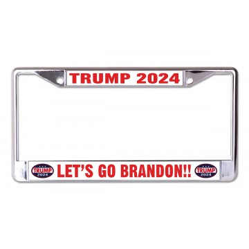 Lets Go Brandon Trump 2024 Chrome License Plate Frame