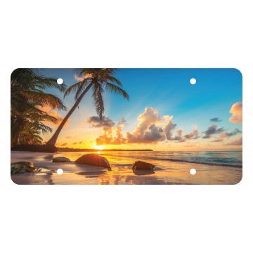 Beach Sunset Unbreakable Plastic License Plate