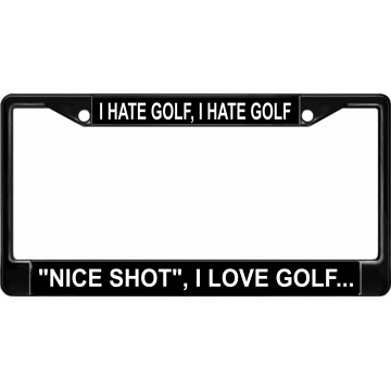 I Hate Golf Black License Plate Frame
