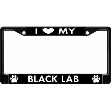 I Love My Black Lab Black License Plate Frame