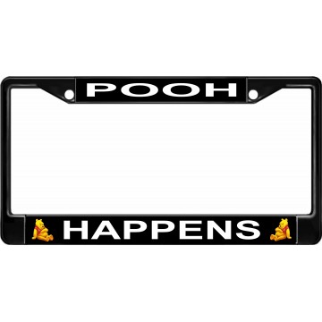 Pooh Happens Black License Plate Frame