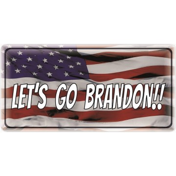 Let's Go Brandon On U.S. Flag Photo License Plate