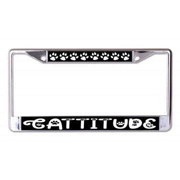 Cattitude Chrome License Plate Frame