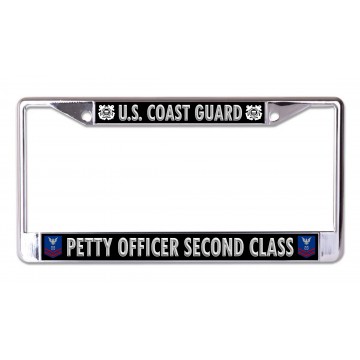 U.S. Coast Guard Petty Officer Second Class Chrome License Plate Frame