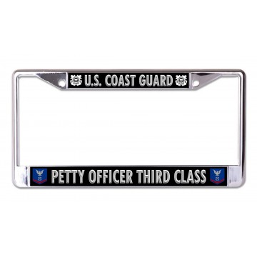 U.S. Coast Guard Petty Officer Third Class Chrome License Plate Frame