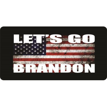 Let's Go Brandon Flag On Black #2 Photo License Plate