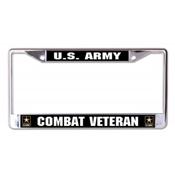 U.S. Army Combat Veteran Chrome License Plate Frame