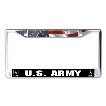 U.S. Army With U.S. Flag Chrome License Plate Frame