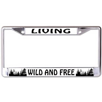 Living Wild And Free Chrome License Plate Frame