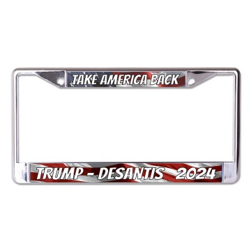Trump DeSantis 2024 Take America Back Chrome License Plate Frame