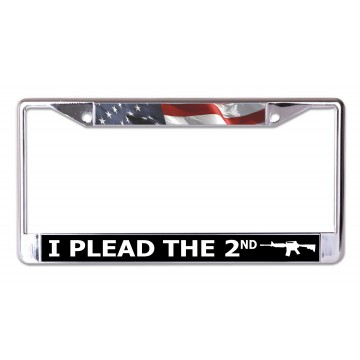 I Plead The 2nd Chrome License Plate Frame