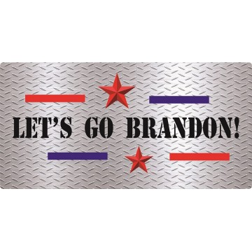 Let's Go Brandon Diamond Plate Photo License Plate