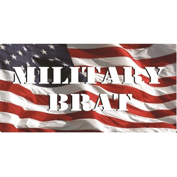 Military Brat On U.S. Flag Photo License Plate