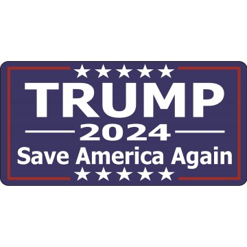 Trump 2024 Save America Again Blue Photo License Plate