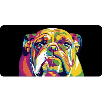 Bulldog Abstract On Black Photo License Plate