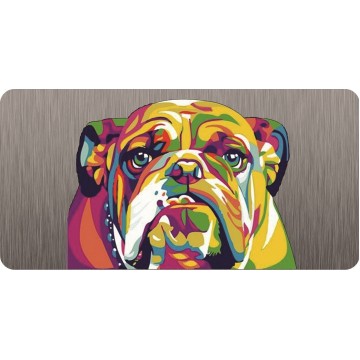 Bulldog Abstract Brushed Aluminum Photo License Plate