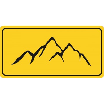 Mountain Silhouette On Yellow Photo License Plate