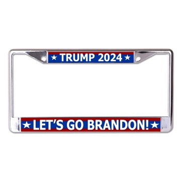 Trump 2024 Lets Go Brandon Chrome License Plate Frame