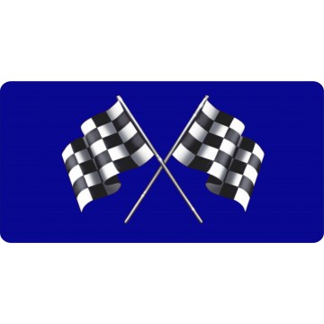 Racing Flags On Navy Blue Photo License Plate