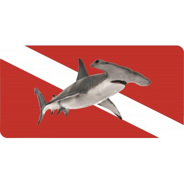 Hammerhead Shark Diver Flag Photo License Plate