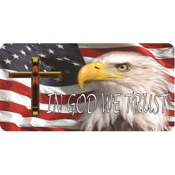 In God We Trust On U.S. Flag Photo License Plate