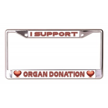 I Support Organ Donation Chrome License Plate Frame