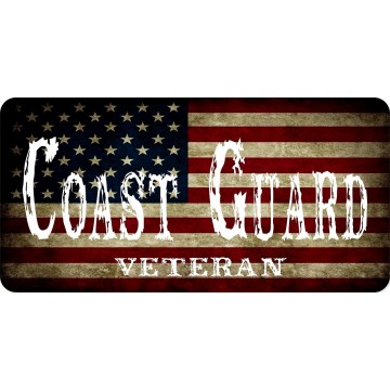U.S. Coast Guard Veteran On Worn U.S. Flag Photo License Plate