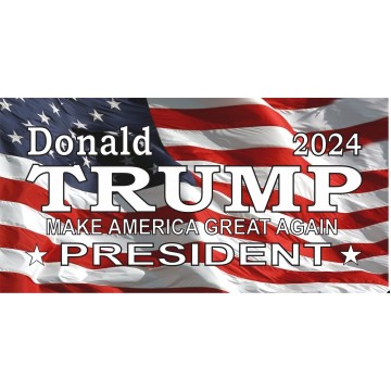 Donald Trump 2024 On U.S. Flag Photo License Plate