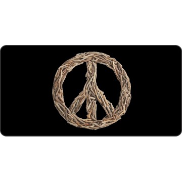Driftwood Peace Sign On Black Photo License Plate