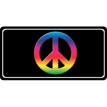 Peace Sign On Black Photo License Plate
