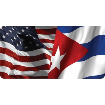 United States And Cuba Flags Photo License Plate
