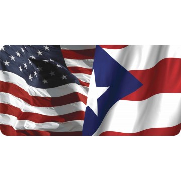 United States And Puerto Rico Flags Photo License Plate