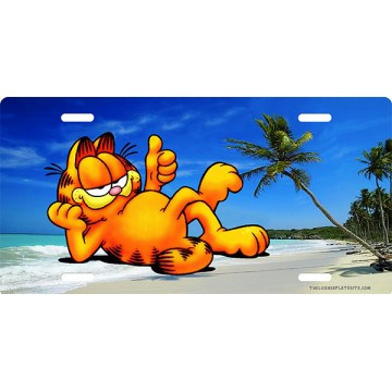 Gigantic Garfield On The Beach Photo License Plate