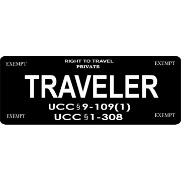 Traveler On Black Half Size Photo License Plate