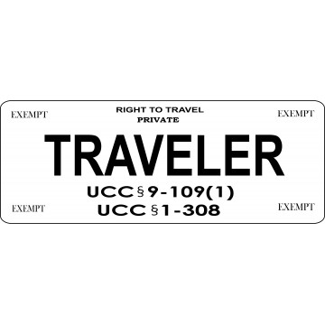 Traveler On White Half Size Photo License Plate