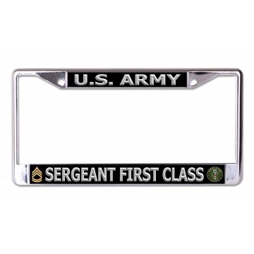 U.S. Army Sergeant First Class Silver Letters Chrome License Plate Frame