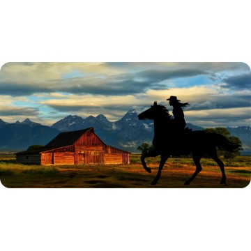 Cowgirl With Farmhouse Photo License Plate