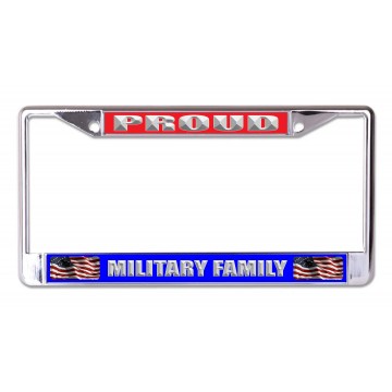 Proud Military Family Chrome License Plate Frame