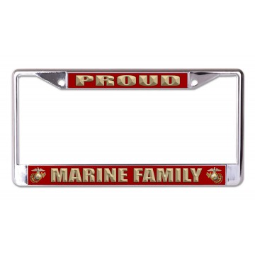 Proud Marine Family #1 Chrome License Plate Frame